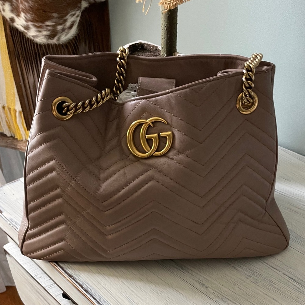 Gucci Brown Tote with Gold Accents